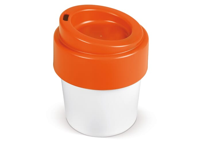 Tasse personnalisée avec couvercle 240 ml - Hot-but-cool Blanc / Orange